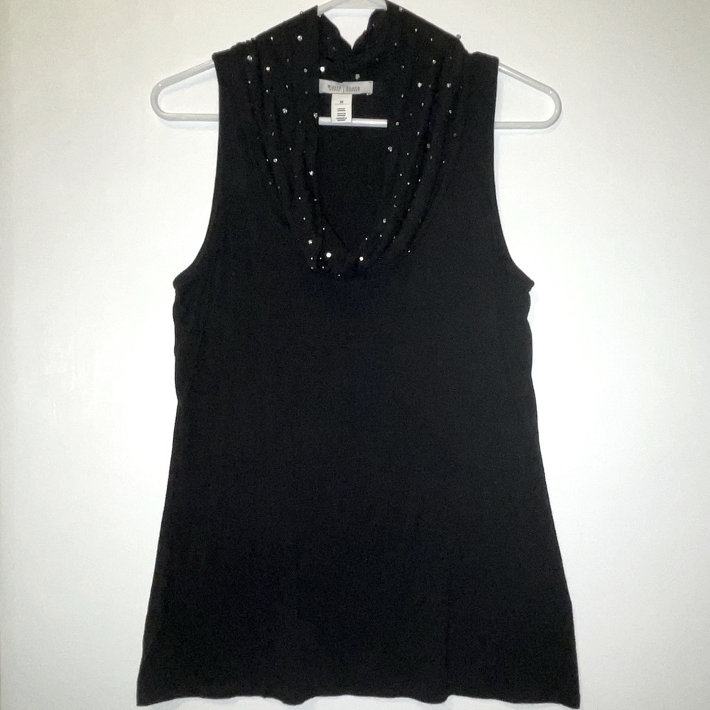 White House Black Market Sleeveless Top with Bejeweled Cowl Neck